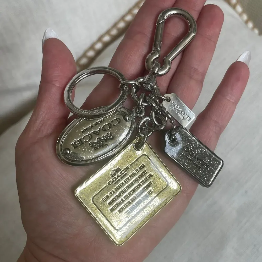 RARE Coach Oversized Glitter Hangtag Keychain Bag Charm | Heavyweight Y2K